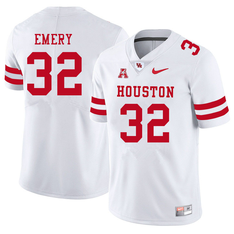Men #32 Jalen Emery Houston Cougars College Football Jerseys Sale-White